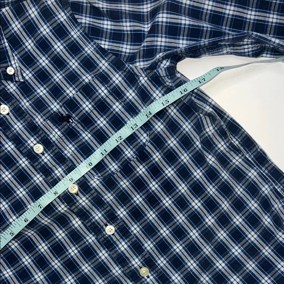 Abercrombie & Fitch Men's Navy Checkered Shirt - Picture 7 of 11